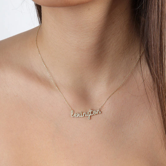 Pave Script Name Necklace